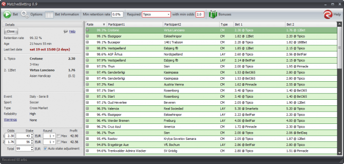 MatchedBetting screenshot