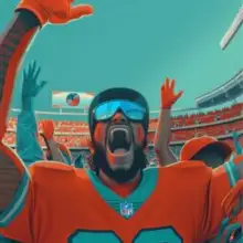 Excited fans cheering during an NFL game