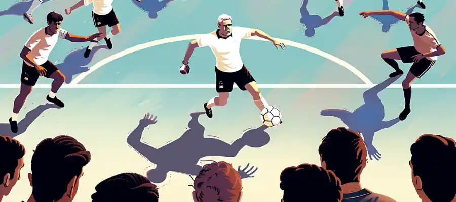 Illustration of a football match with betting odds in the background