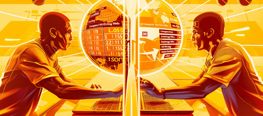 Illustration of using odds comparison sites to find a arbitrage betting opportunity